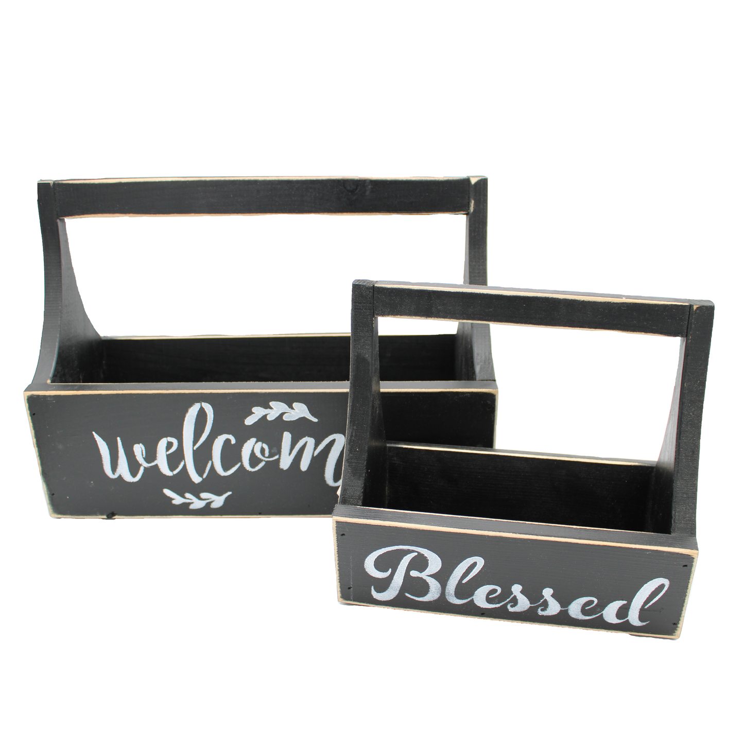 Decorative Wood Tote Set of Two