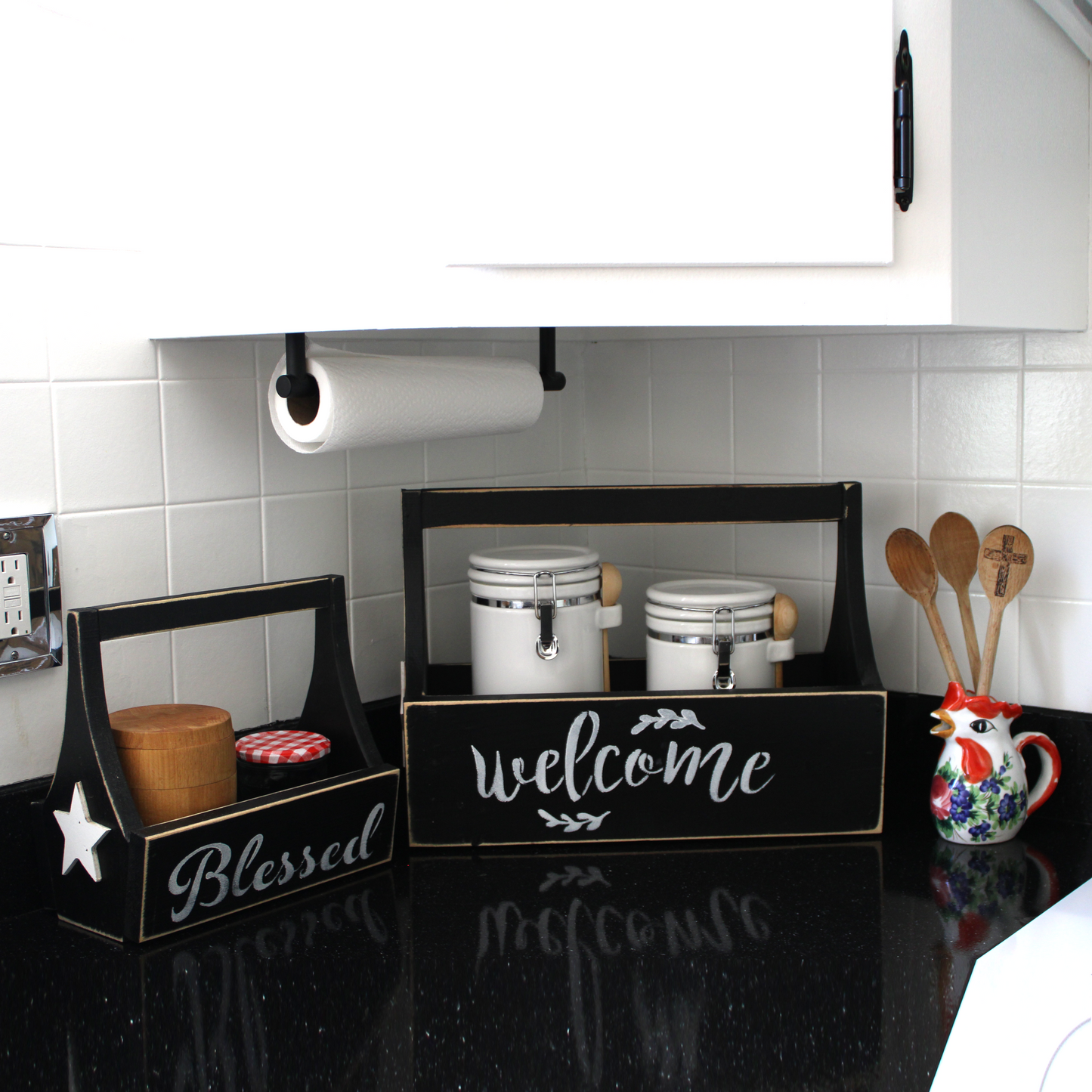 Decorative Wood Tote Set of Two