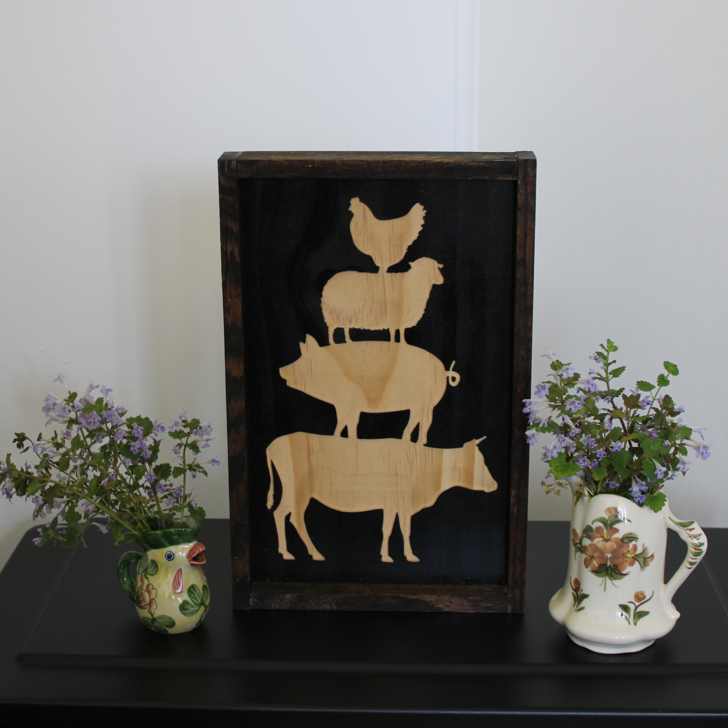 Farm Animal Stack Carved Framed Artwork