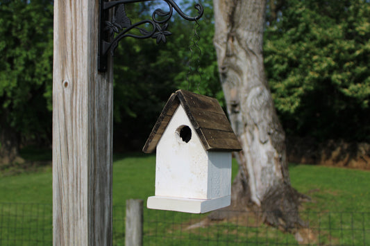 Hand Crafted Solid Wood Birdhouse with Thick Lath Slat Roof