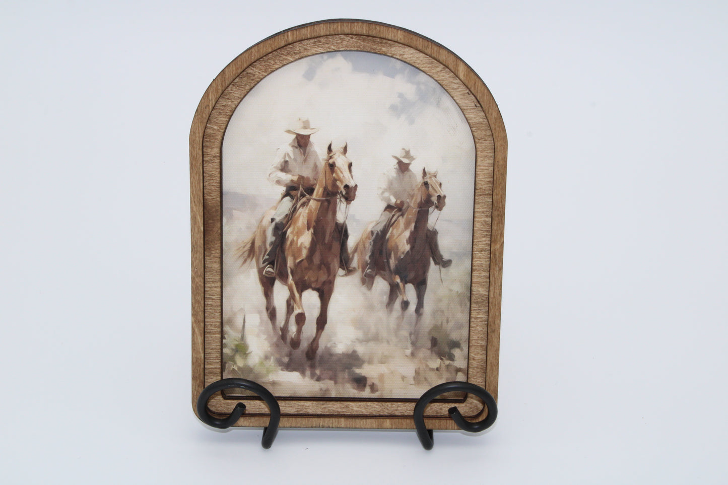 Cowboys on Horses Arch Top Framed Artwork