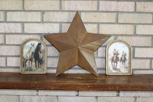 Cowboys on Horses Arch Top Framed Artwork