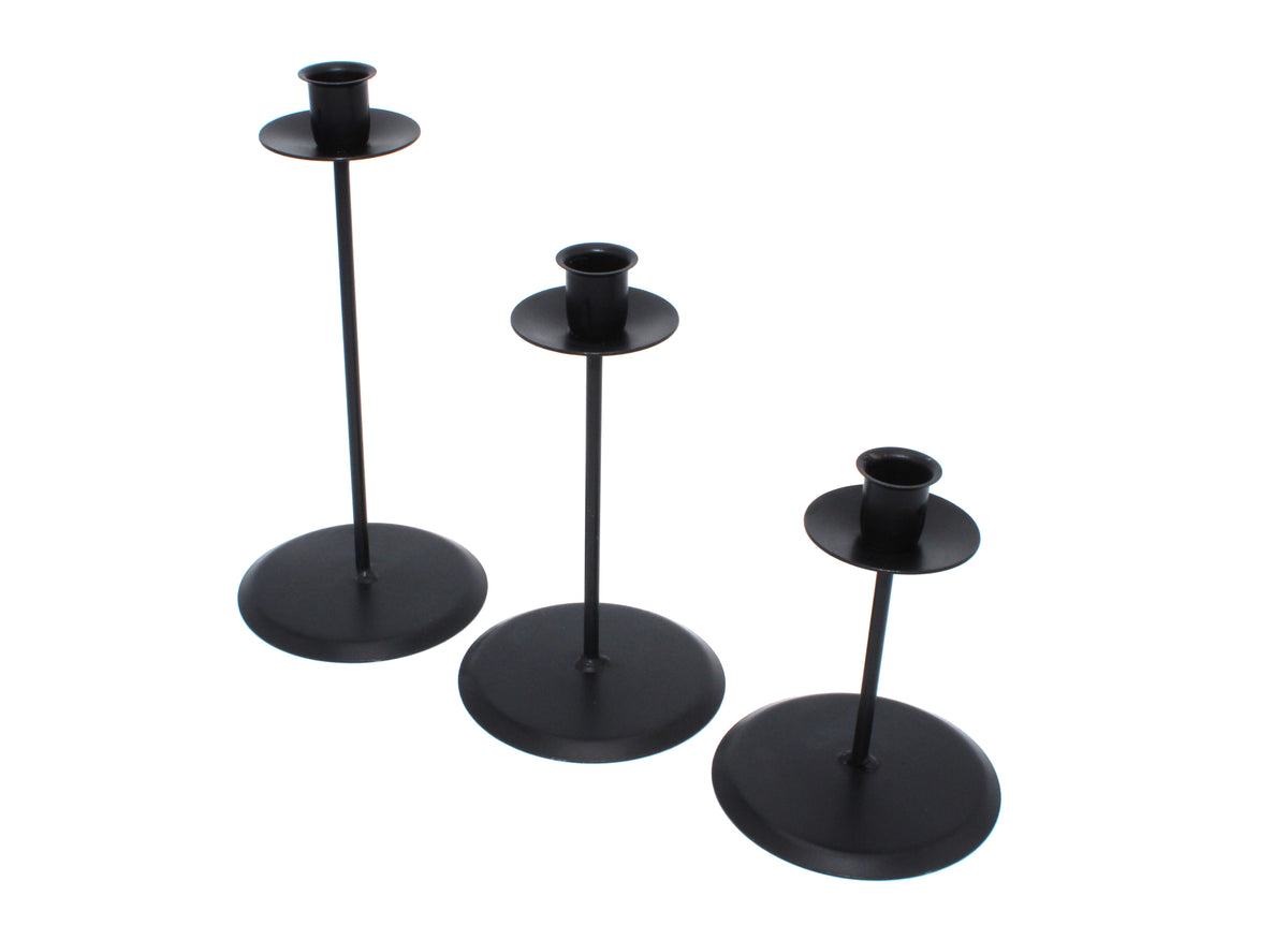 Primitive Raised Iron Taper Candle Holder Set of 3