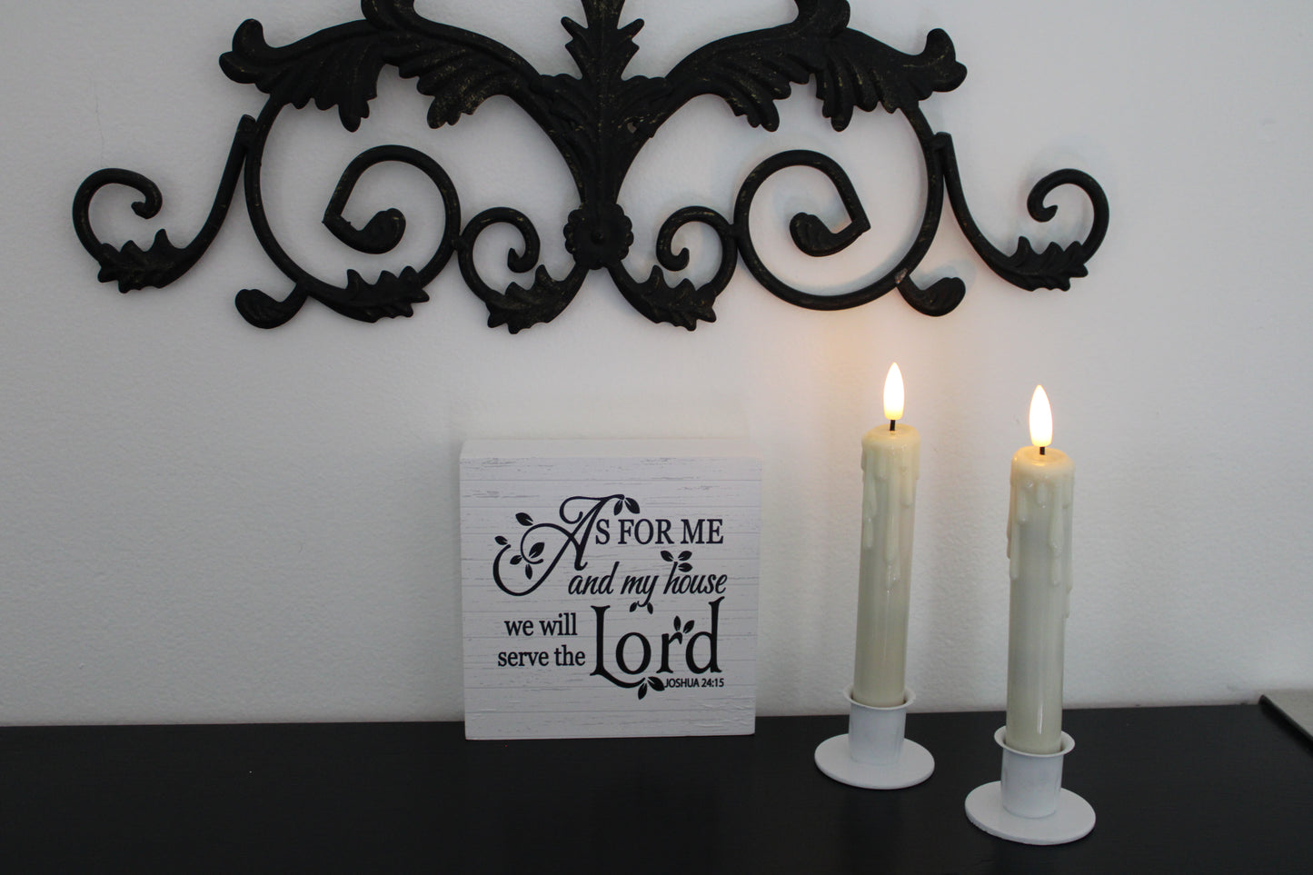 Iron Taper Candle Holder Round Base set of 2