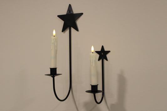 Iron Sconce Taper Candle Holder with Star Small