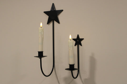 Iron Sconce Taper Candle Holder with Star Top 9"