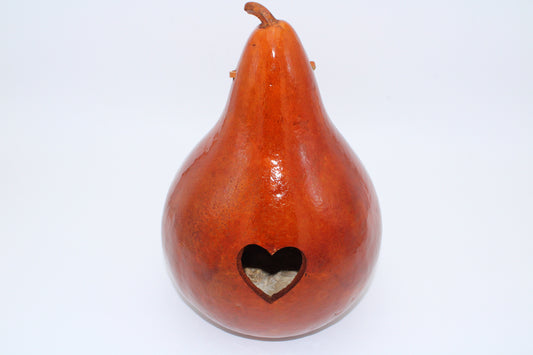 Gourd Heart Birdhouse Saddle Tan