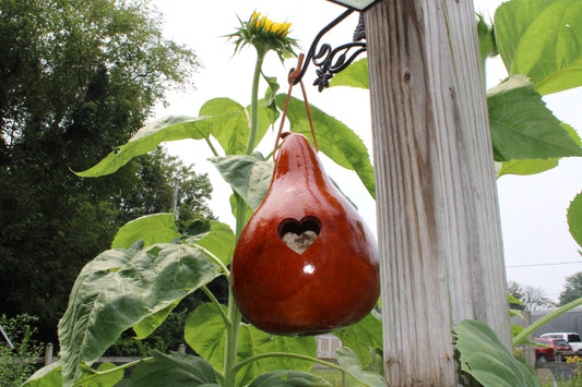 Gourd Heart Birdhouse Saddle Tan