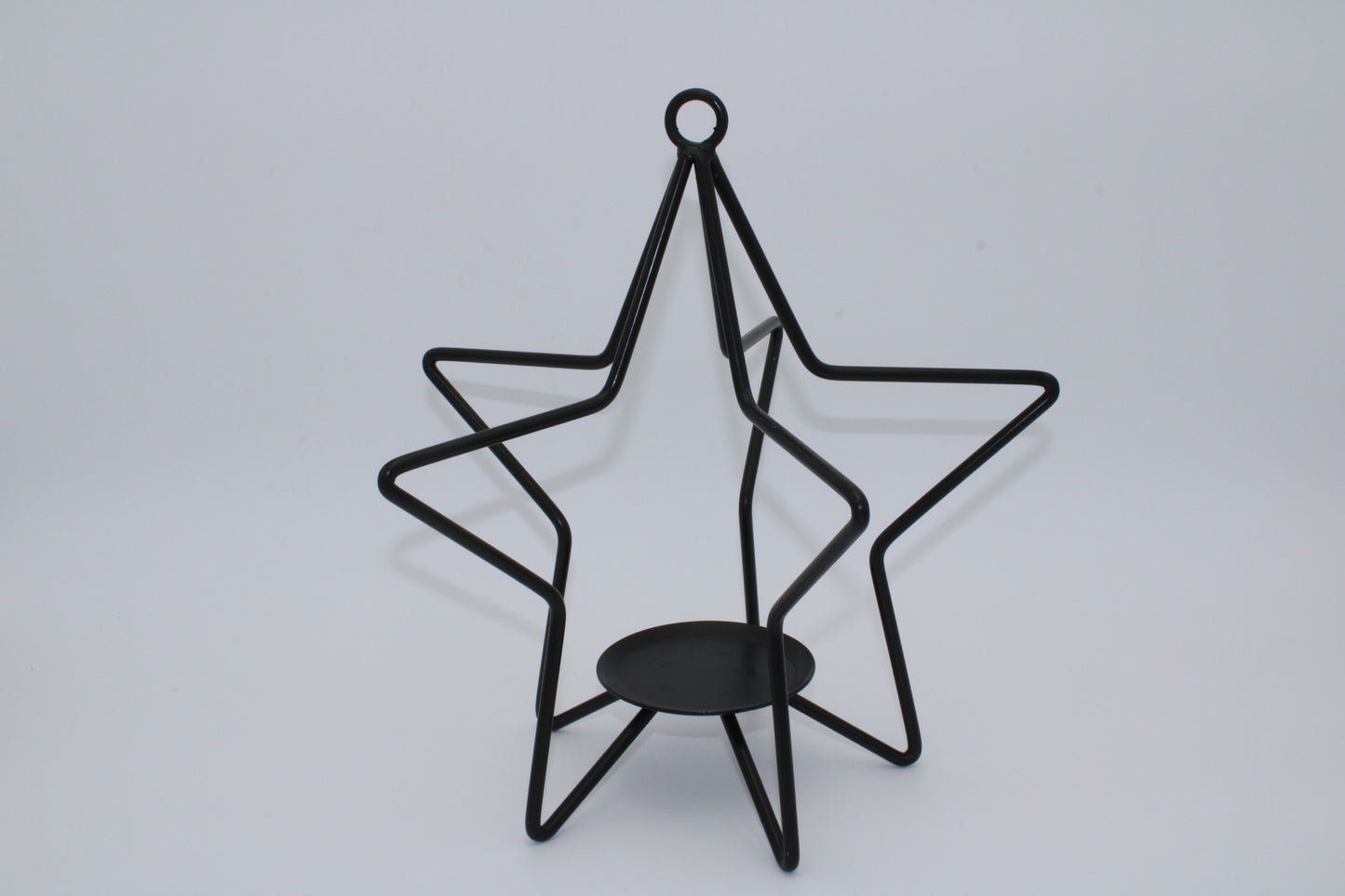 Iron 3D Star Pillar Candle Holder 12"