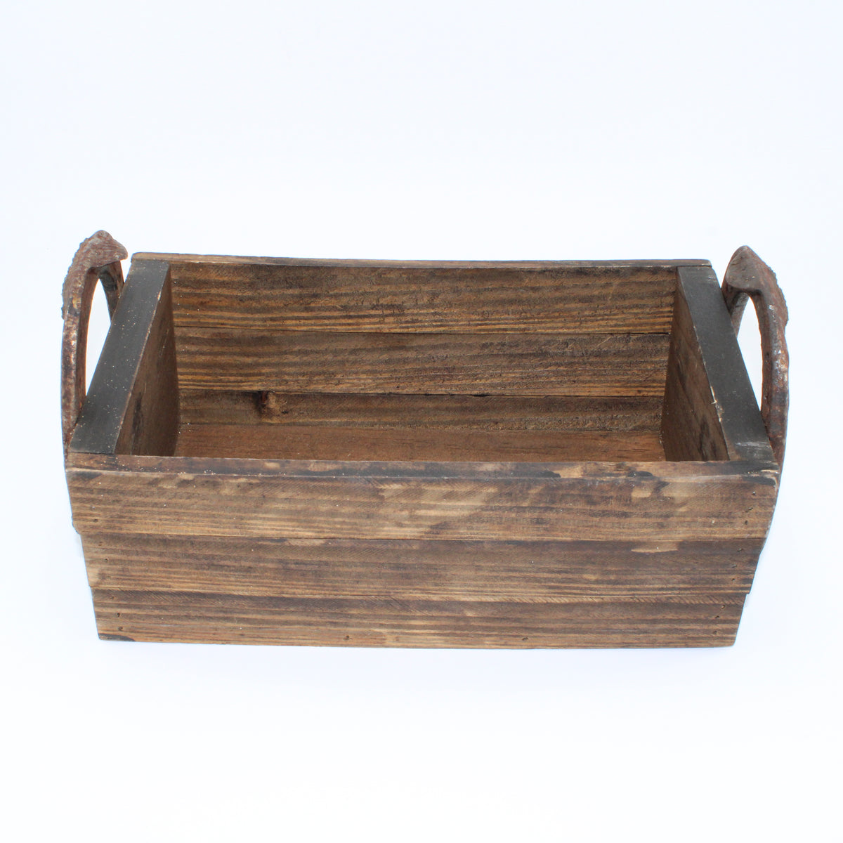 Primitive Wood Box with Horseshoe Handles