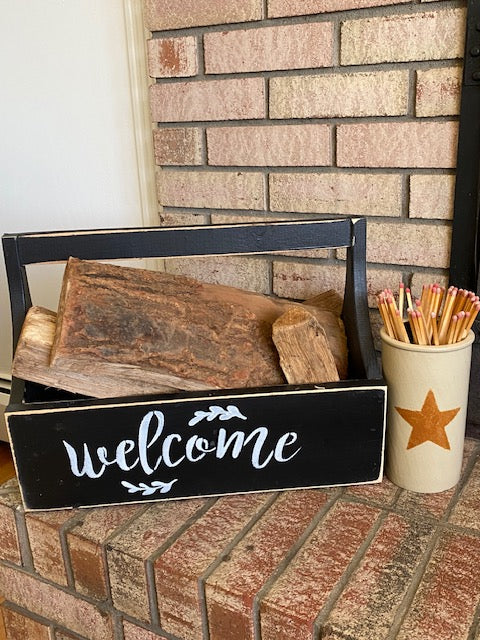 Decorative Wood Tote Set of Two