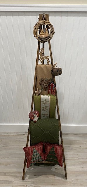 Lath Wood Decor Ladder with Stand