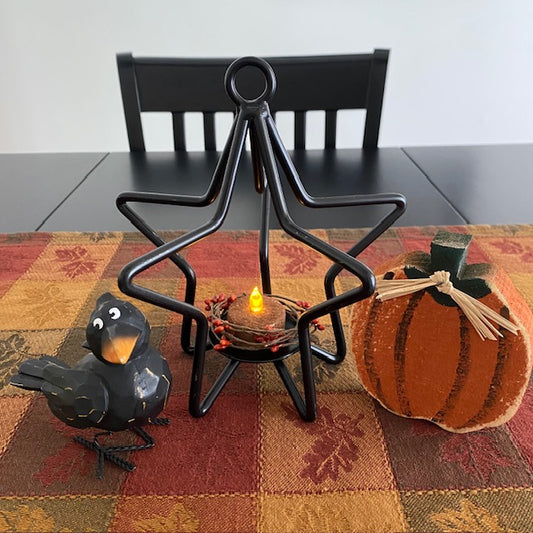 Primitive Iron 3D Star Tea Light Candle Holder 8"