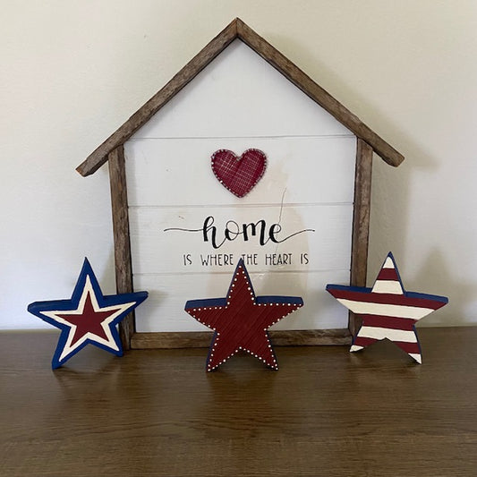 "Home Is Where The Heart Is" House shaped sign