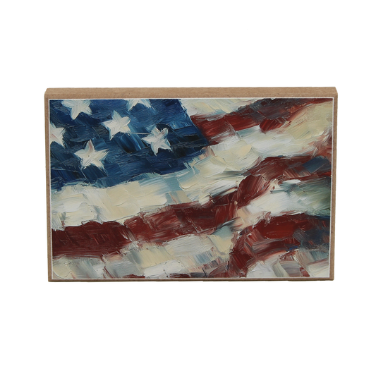 Shelf Sitter "American Flag" Wood Block Print