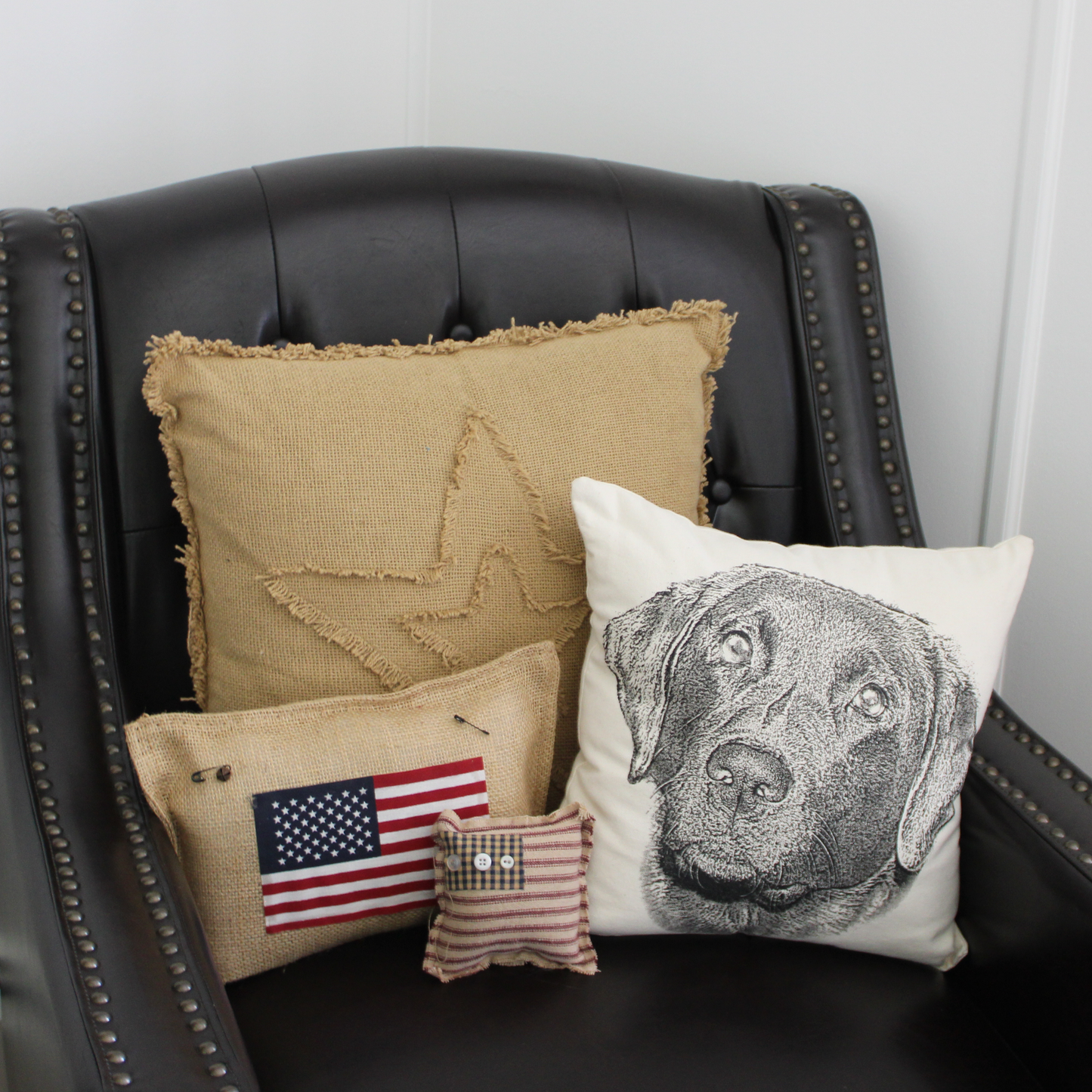 American Flag Mini Decorative Pillows with Buttons Set of 2, Shelf Sitters