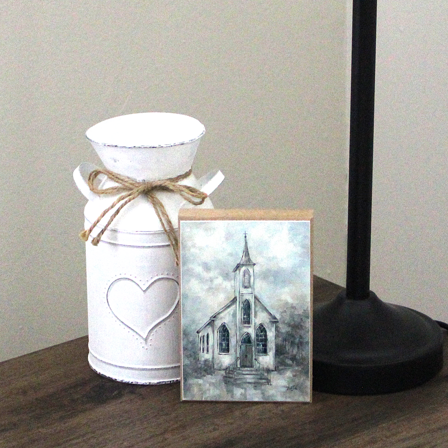 Shelf Sitter "Church" Wood Block Print