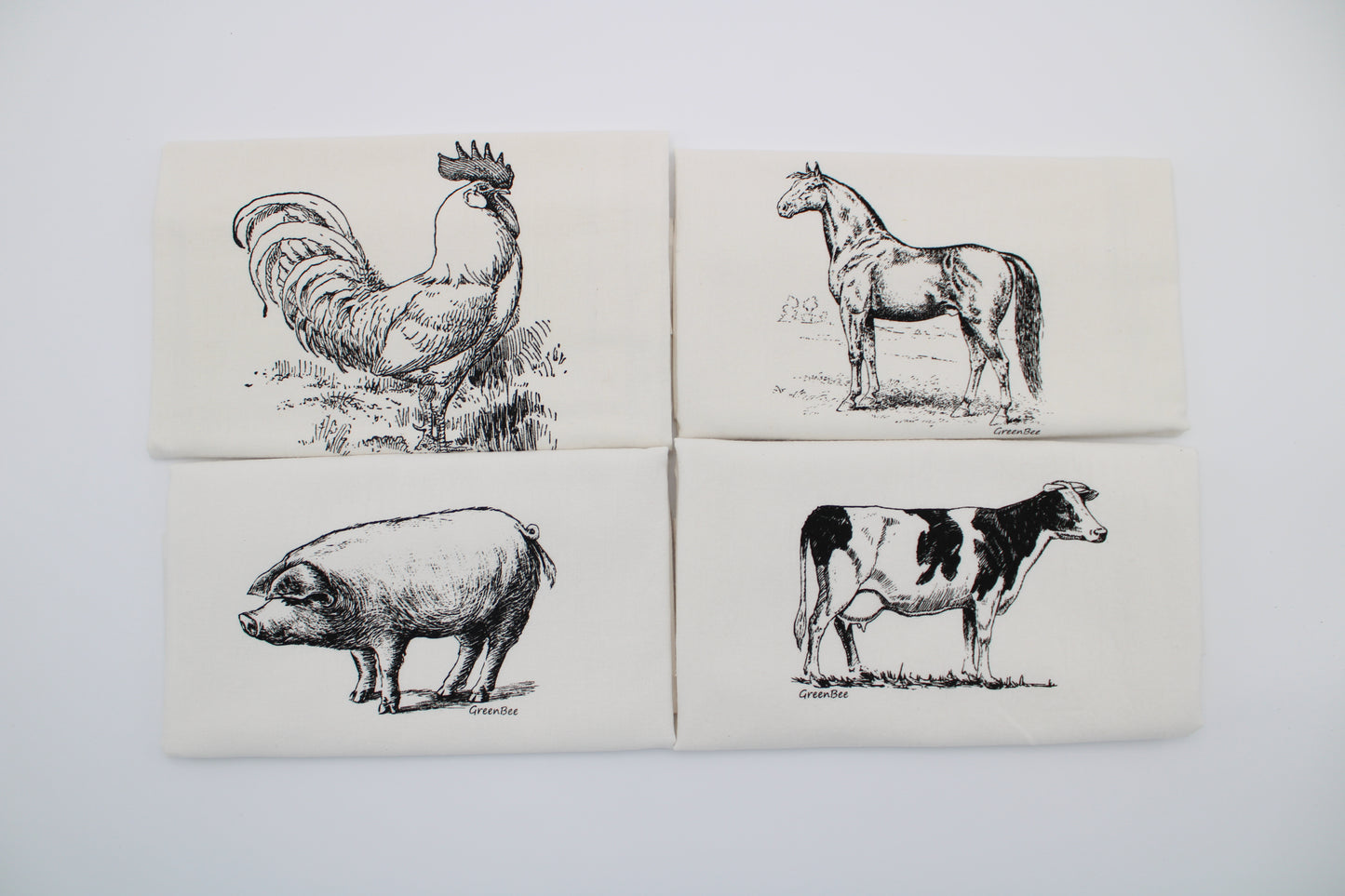Flour Sack Tea Towels Farm Animals