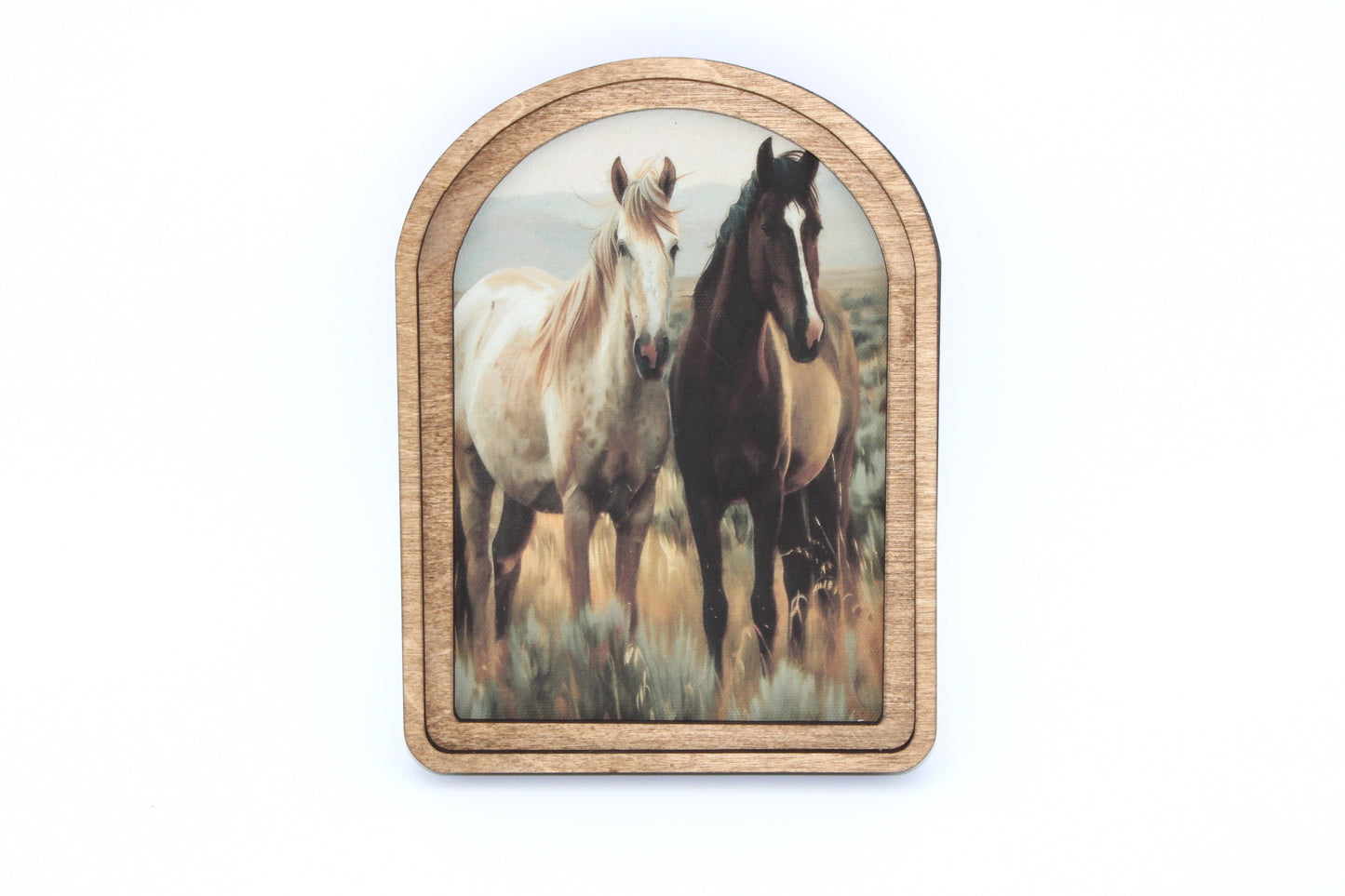 Two Horses Arch Top Framed Artwork