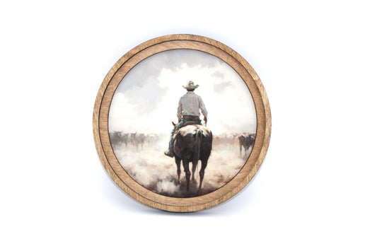 Cattle Drive Artwork 8" Round