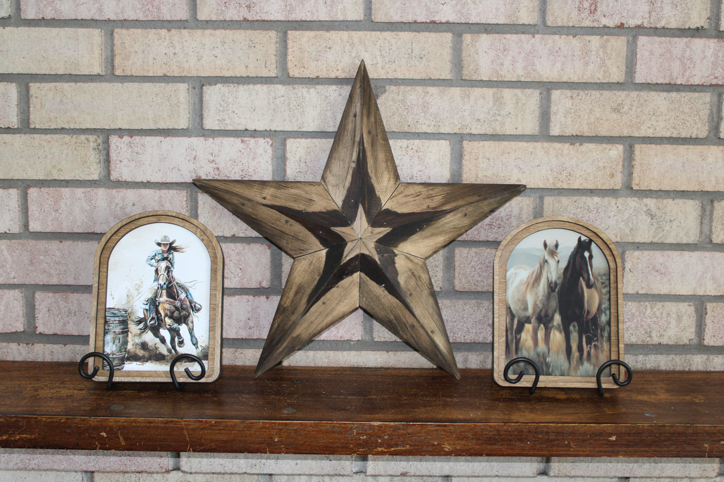 Two Horses Arch Top Framed Artwork