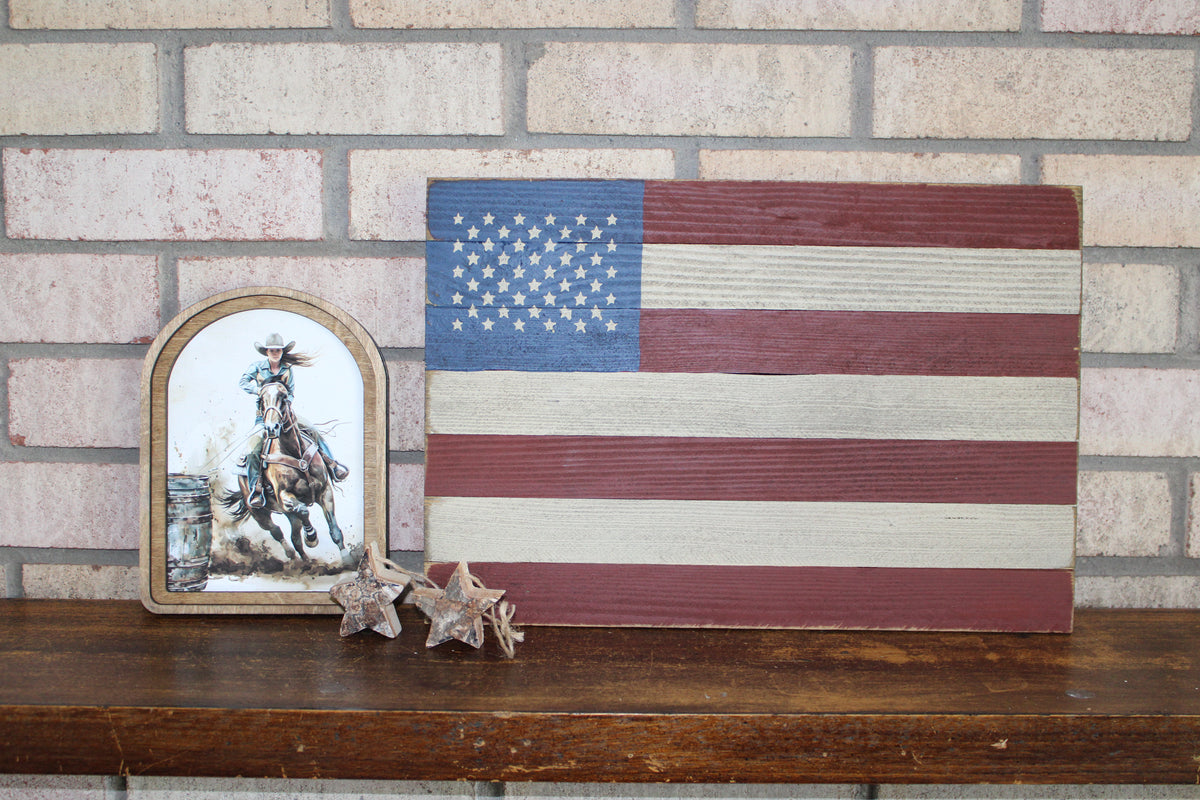 Handcrafted Wooden American Flag Artwork