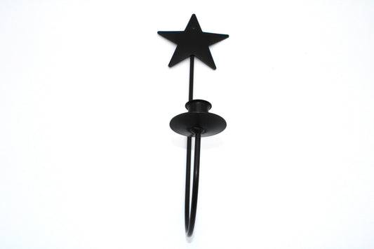 Iron Sconce Taper Candle Holder with Star Top 9"