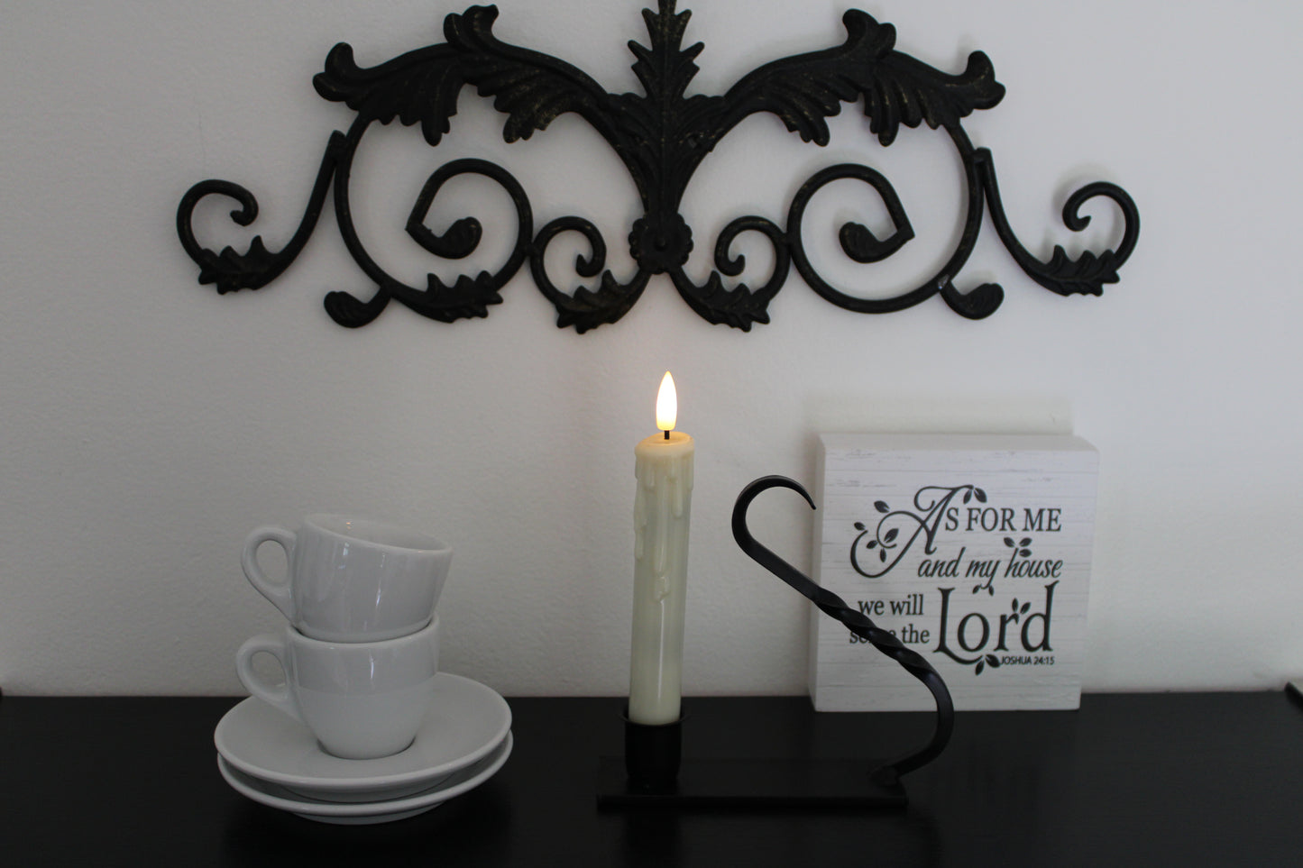 Iron Taper Candle Holder with Curved Handle