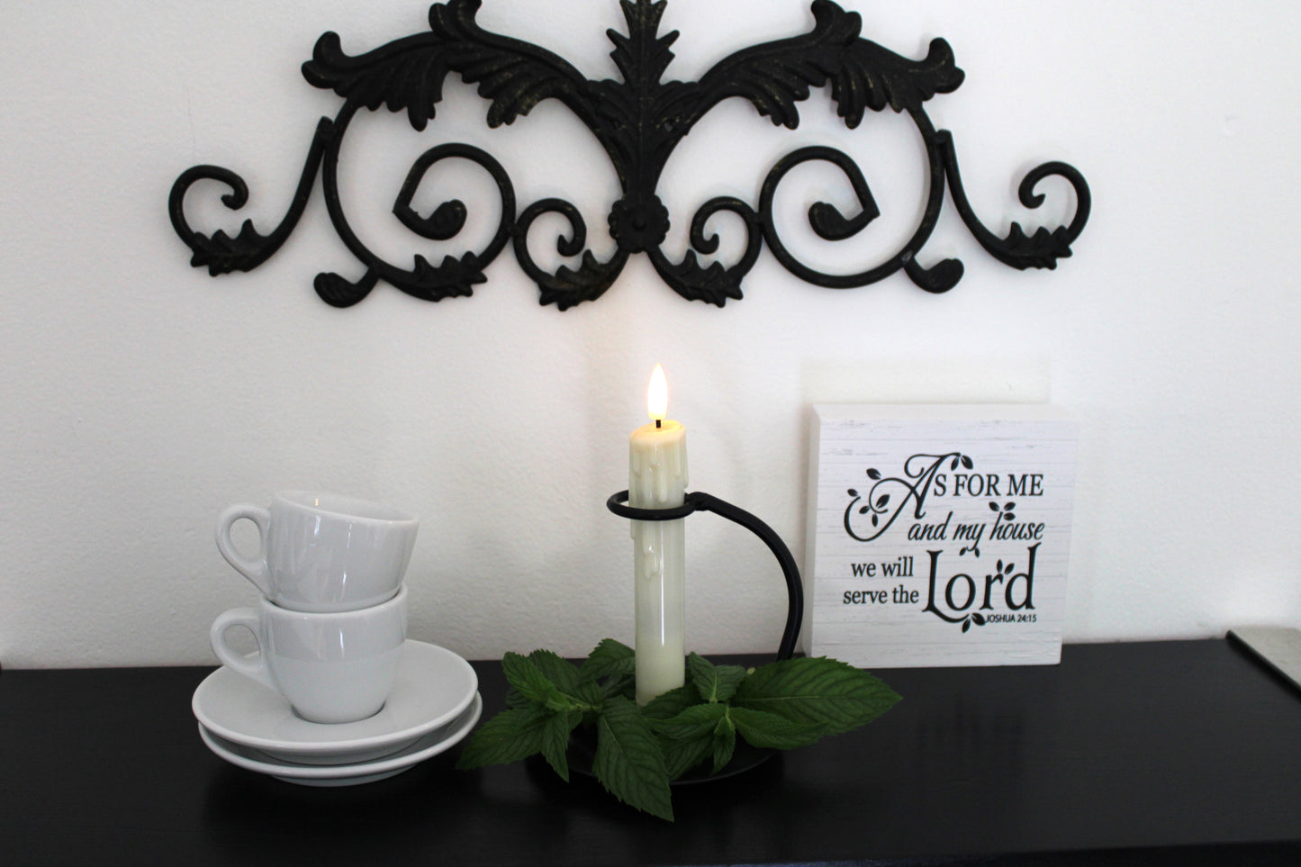 Iron Taper Candle Holder with Plate