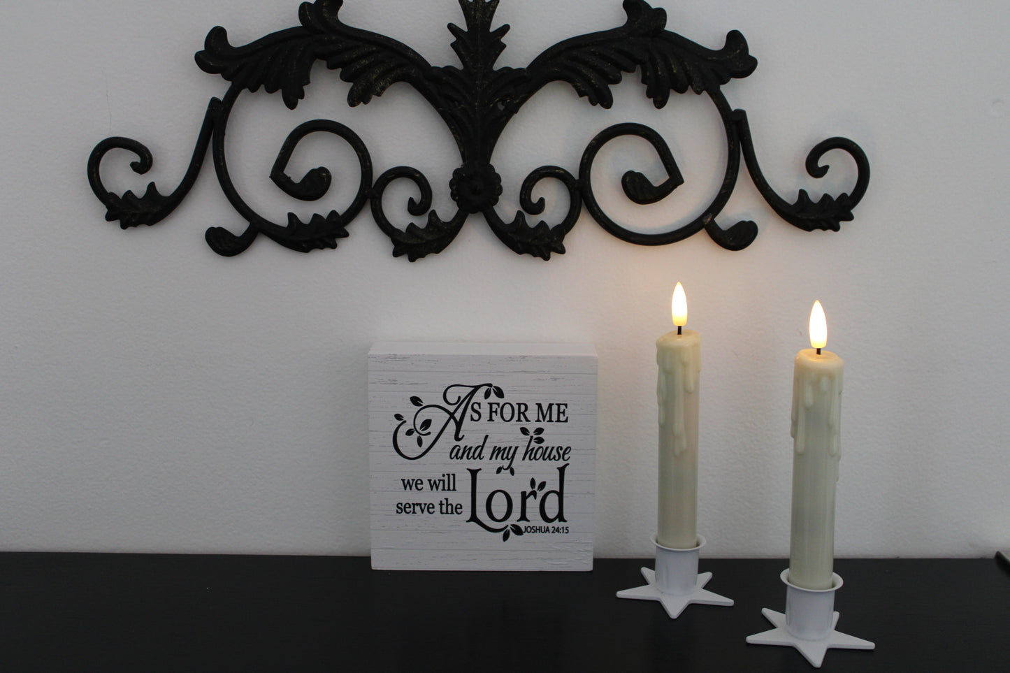 Iron Taper Candle Holder Star Base set of 2