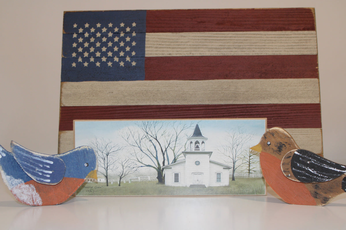 Handcrafted Wooden American Flag Artwork