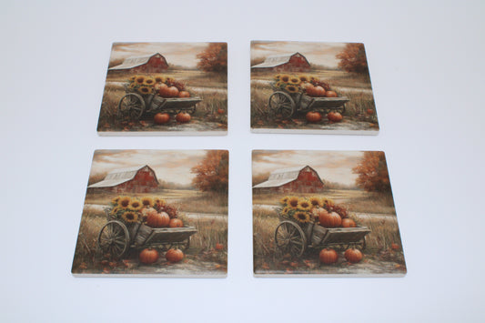 Fall Scene Drink Coasters set of 4