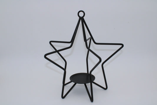 Iron 3D Star Pillar Candle Holder 12"