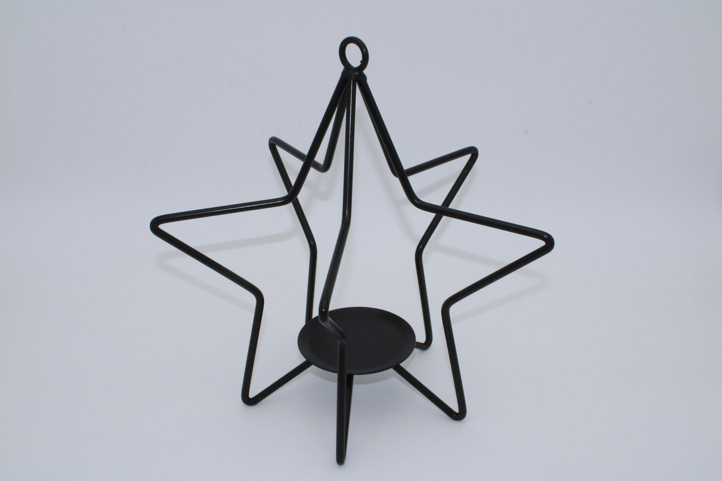 Iron 3D Star Pillar Candle Holder 12"