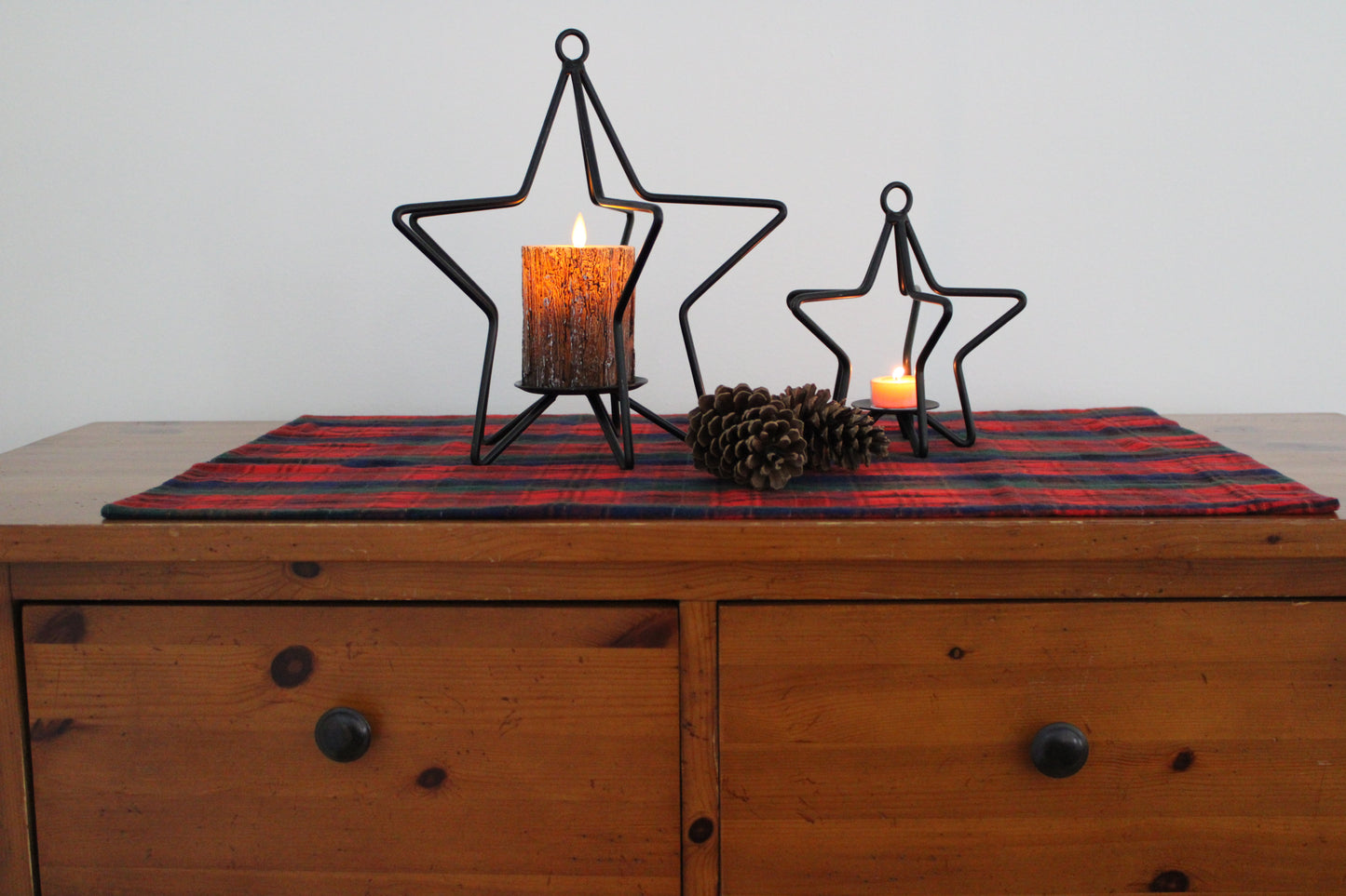 Iron 3D Star Pillar Candle Holder 12"