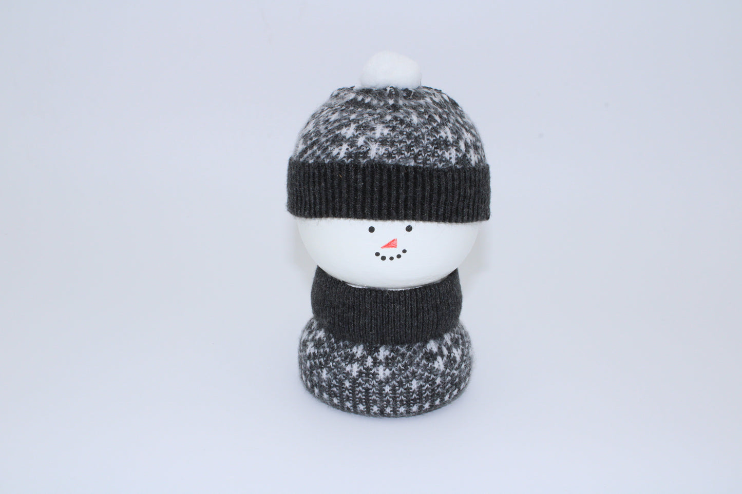 Handcrafted Wooden Snowman with Sweater and Hat