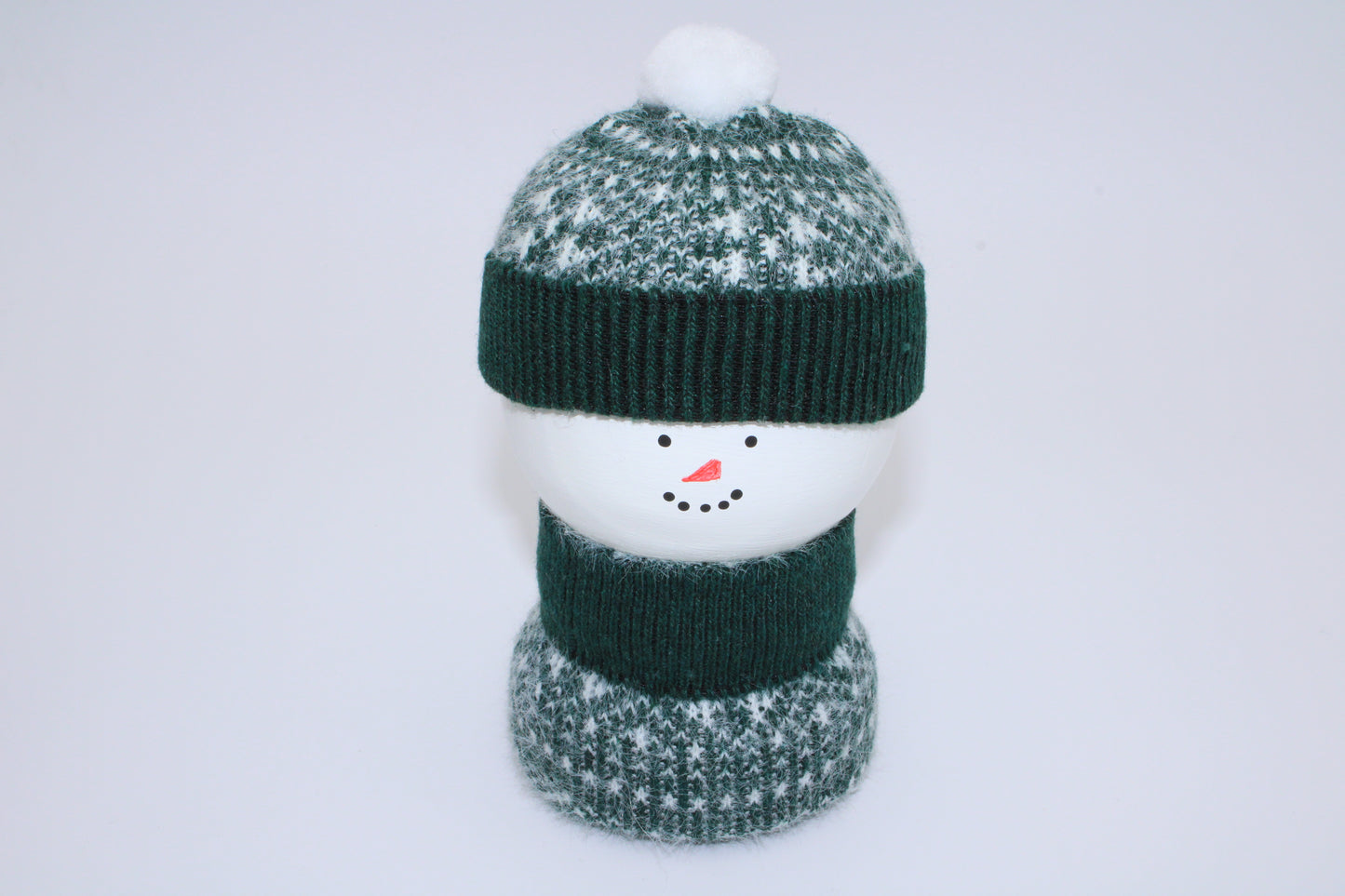 Handcrafted Wooden Snowman with Sweater and Hat