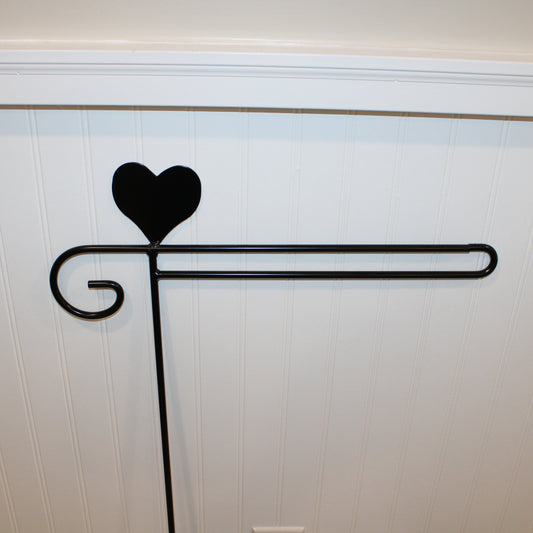 Wrought Iron Garden Flag Stand with Heart Top