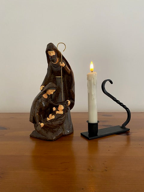 Iron Taper Candle Holder with Curved Handle