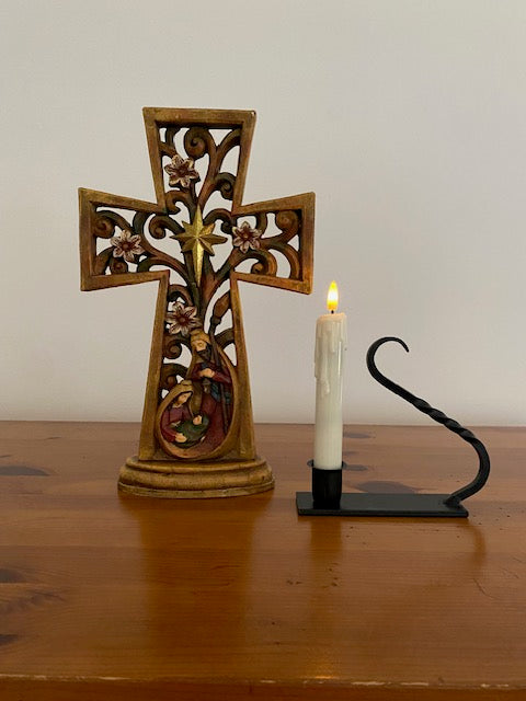 Iron Taper Candle Holder with Curved Handle