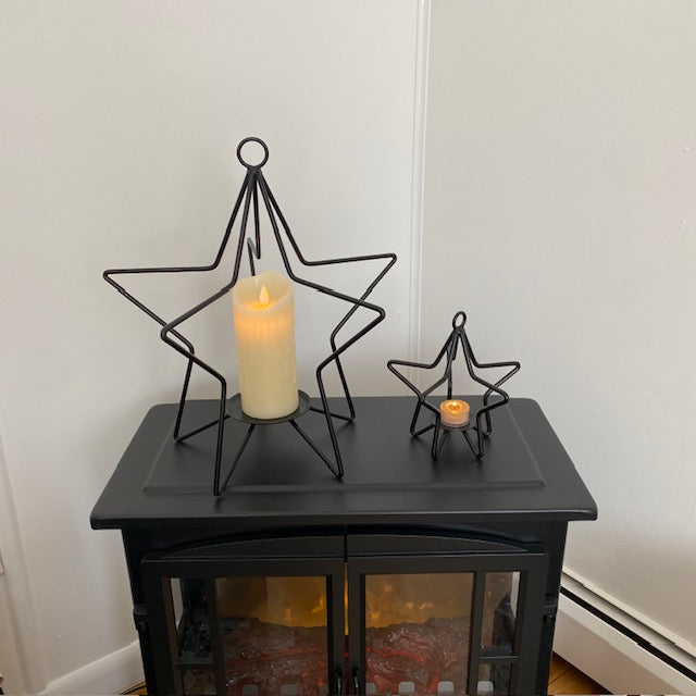 Iron 3D Star Pillar Candleholder 16"