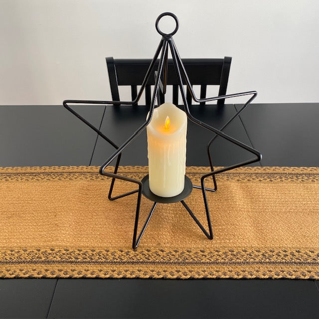 Iron 3D Star Pillar Candleholder 16"