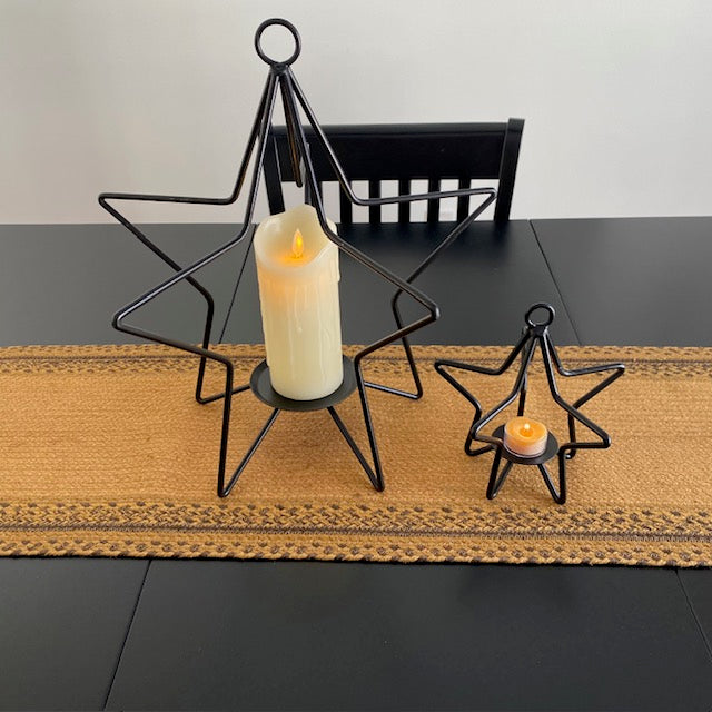 Iron 3D Star Pillar Candleholder 16"