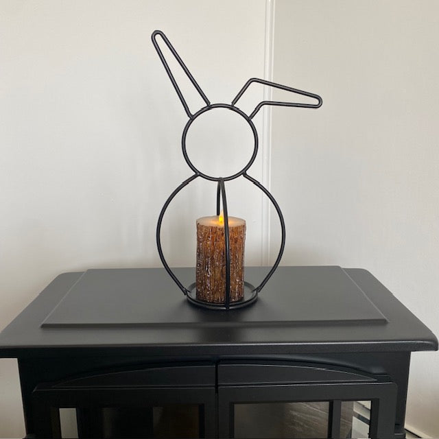 Iron 3D Bunny Pillar candle Holder