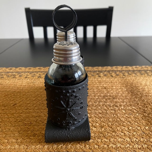 Punched Tin Salt and Pepper Shaker Holder