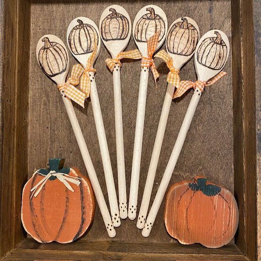 Wood Burned Pumpkin Wood Spoon