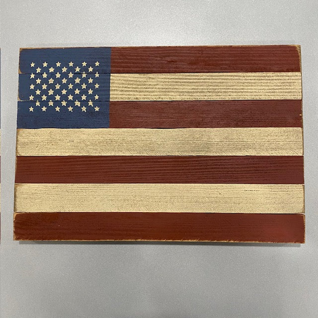 Handcrafted Wooden American Flag Artwork