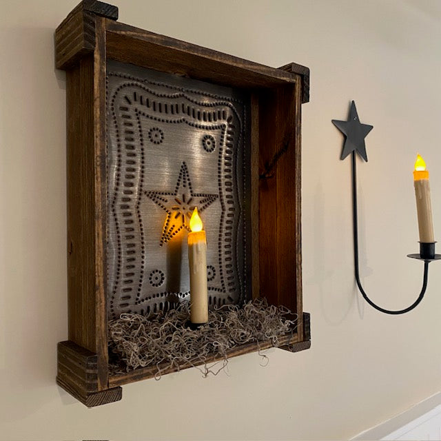 Punched Tin Decorative Wood Box