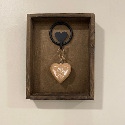Decorative Wood Box with Heart Hook