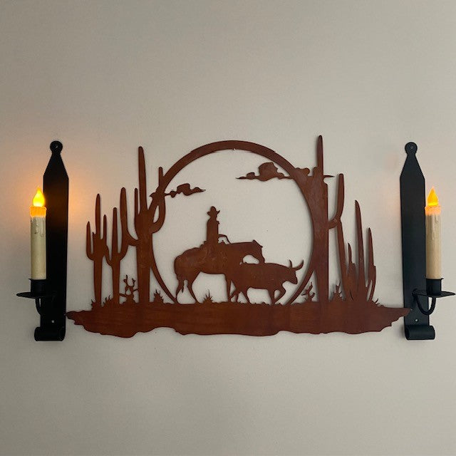 Iron Primitive Wall Sconce Taper Candle Holder